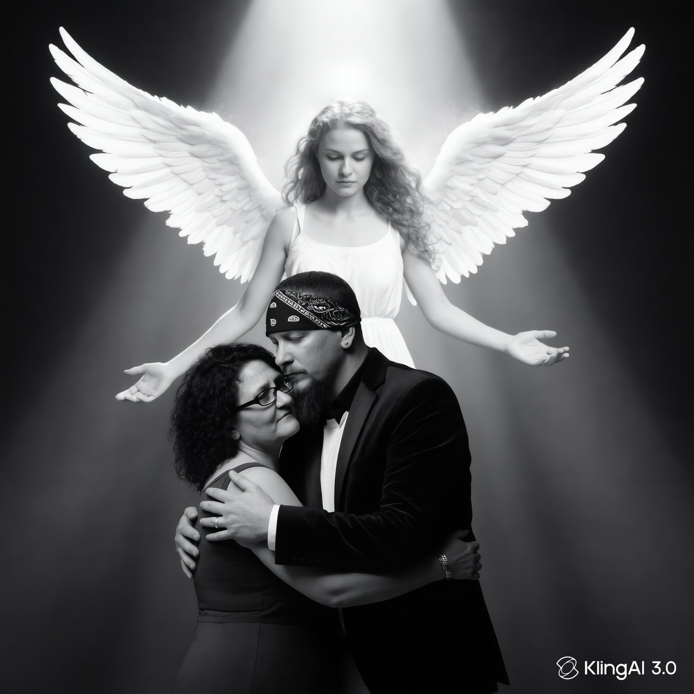 Memorial angel composite graphic design example