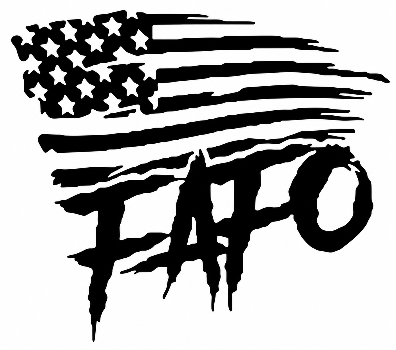 Distressed FAFO flag with drip lettering sticker template