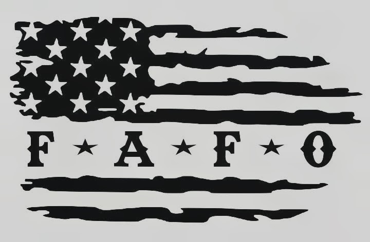 Distressed FAFO American flag sticker template with stars